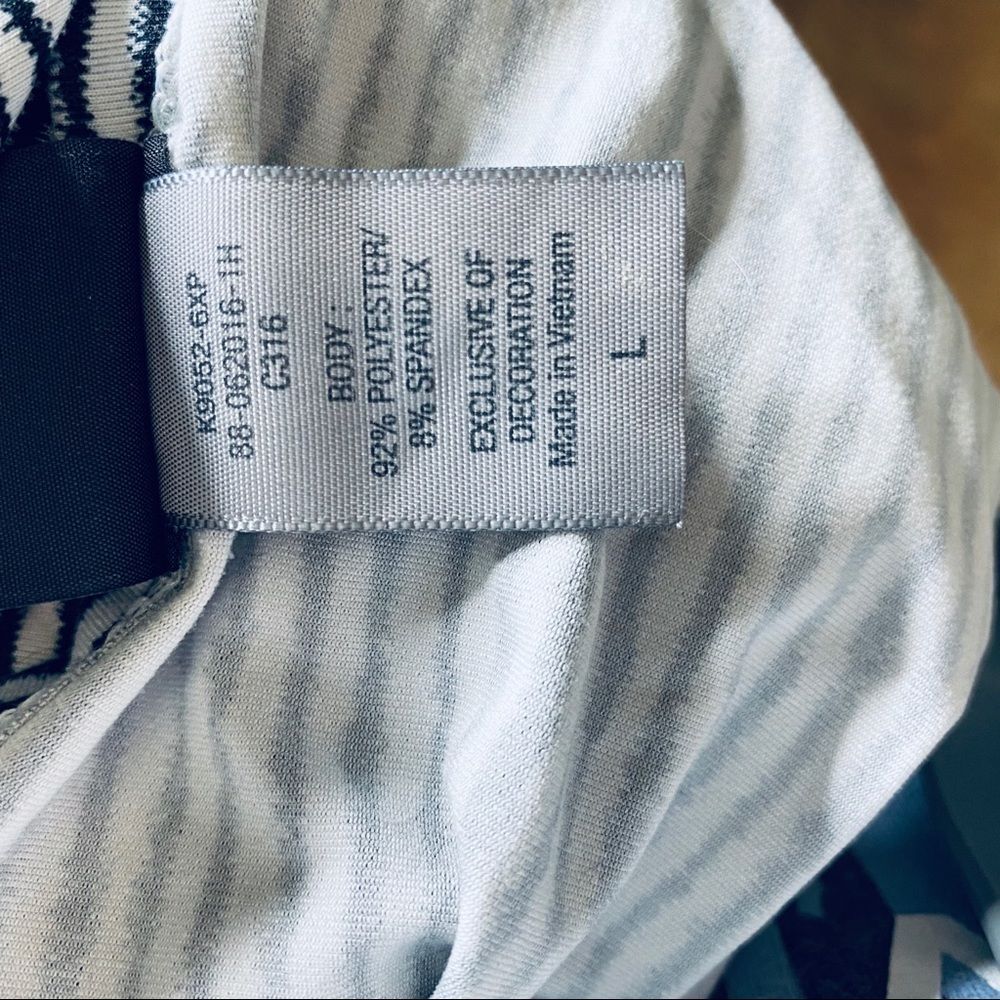 Champion Womens Large Striped Open Back Athletic Top Navy White Tee - Picture 6 of 6